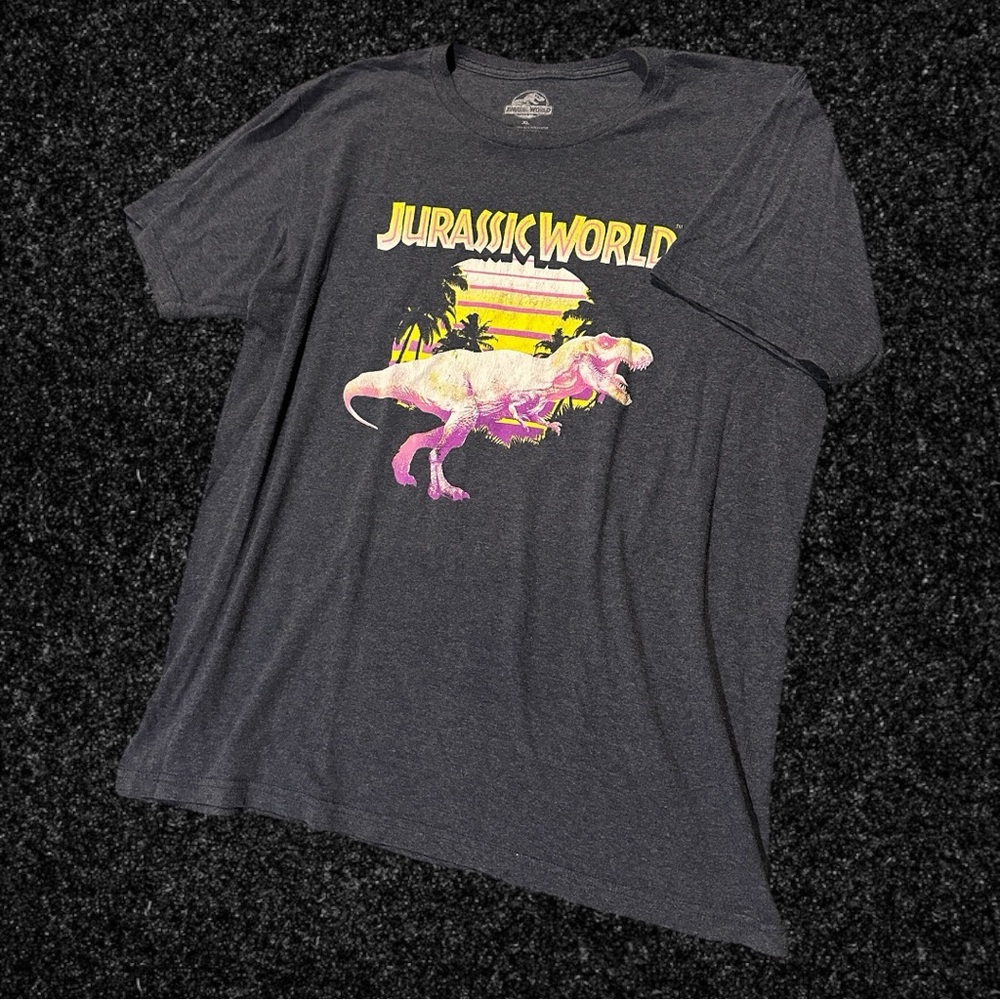 Jurassic World T-Rex Synthwave Sunset Graphic Tee